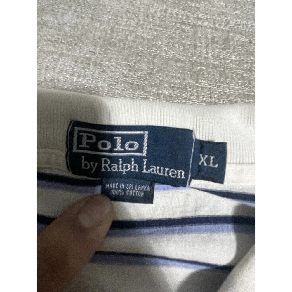 Polo By Ralph Lauren Polo Shirt Men’s Xtra Large White Stripes Cotton